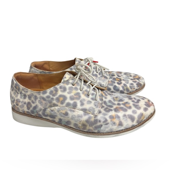 Rollie Shoes - Leopard Print Leather Lace-Up Flats - Women